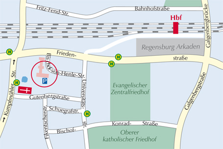 Anfahrt Bus und Bahn MVZ Humangenetik Regensburg